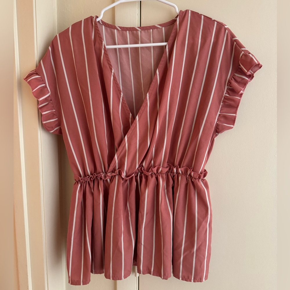 Red and white striped blouse